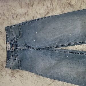 Abercrombie Kids High Rise Wide Leg Jeans Bling Sparkle 7/8 Long
